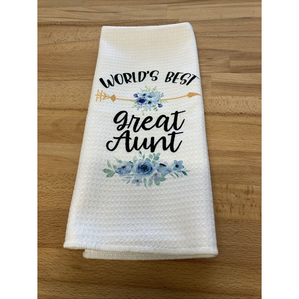 Great Aunt Gift Kitchen Tea Towel World's Best Great Aunt Christmas Birthday